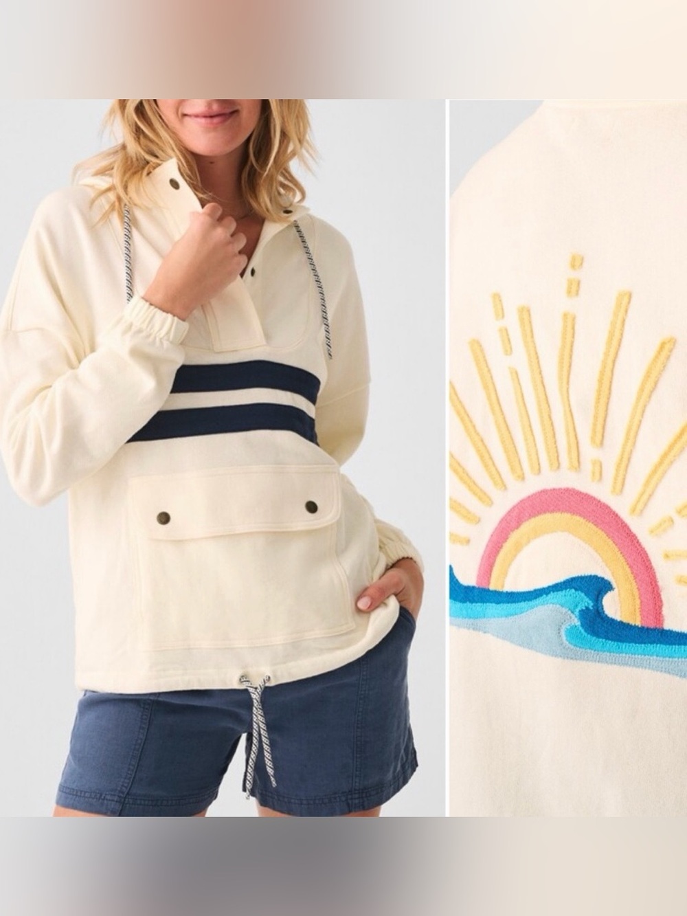 Faherty daybreak Sun & Wave Anorak Hoodie medium